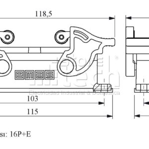 Home 96 EBM16PM44 EMAS CONECTOR INDUSTRIAL DE 16 PINES EMPOTRABLE
