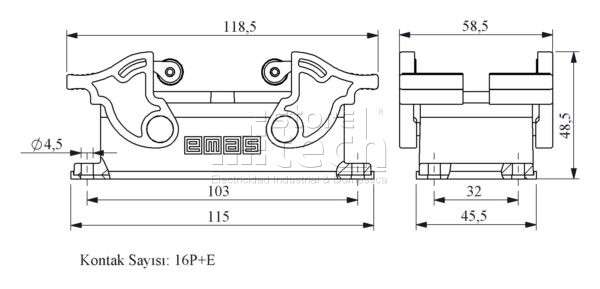 EBM16PM44 EMAS CONECTOR INDUSTRIAL DE 16 PINES EMPOTRABLE