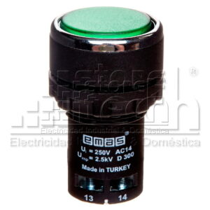 PULSADOR COMPACTO BIZEL CROMADO VERDE 1NO IP40