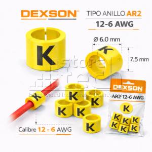 MARCADORES P/CABLE TIPO ANILLO AR2 12-6 AWG "K" AMARILLO