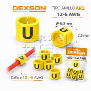 MARCADORES P/CABLE TIPO ANILLO AR2 12-6 AWG "U" AMARILLO
