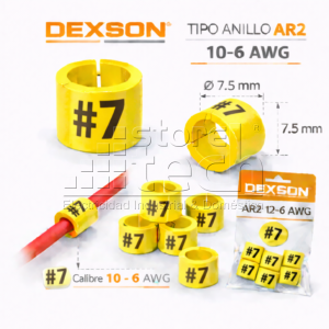 MARCADORES P/CABLE TIPO ANILLO AR2 10-6 AWG #7 AMARILLO
