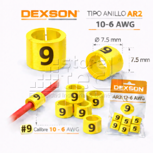 MARCADORES P/CABLE TIPO ANILLO AR2 10-6 AWG "9" AMARILLO