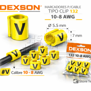 MARCADORES P/CABLE TIPO CLIP 132 10-8 AWG "V" AMARILLO